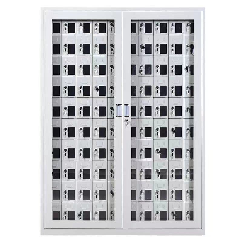 仕必得（SHIBIDE)手机存放柜工具充电柜100门存放款电子设备管理柜学校宿舍手机保管柜钢制带钢化玻璃外门  银色  