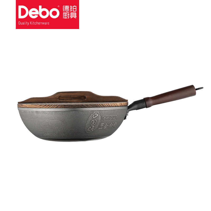 德铂（Debo） 炒锅 无涂层 DEP-709 32cm 黑色（单位：个）