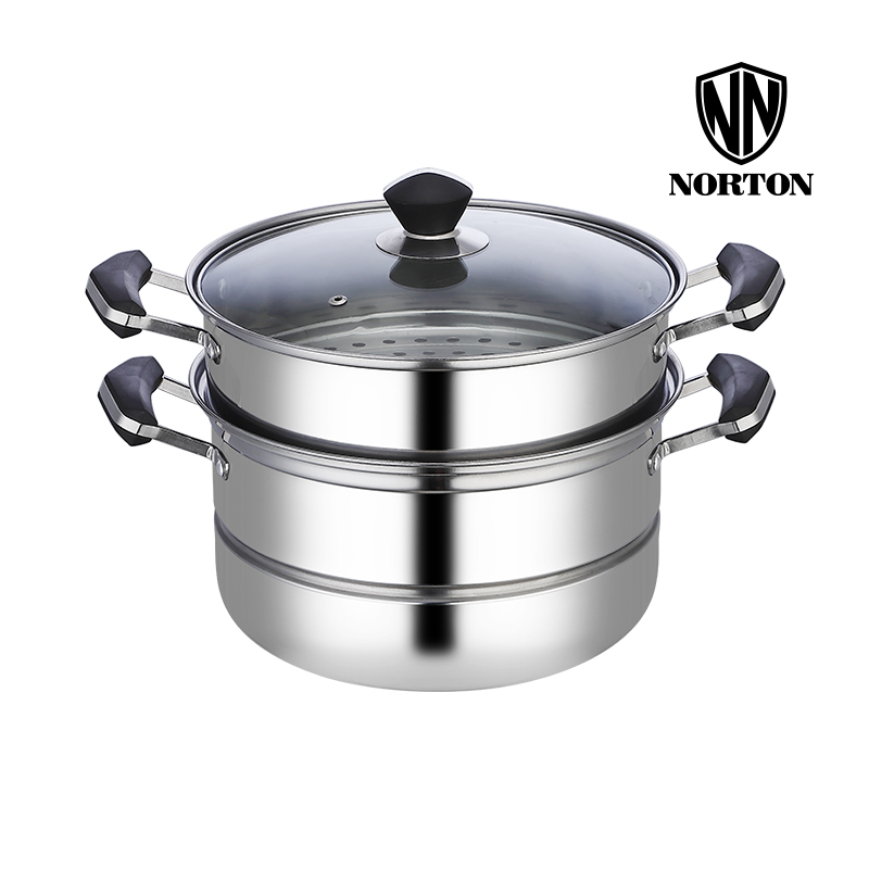 NORTON 克尔斯二层蒸锅2ZKES028（单位：套） 不锈钢色