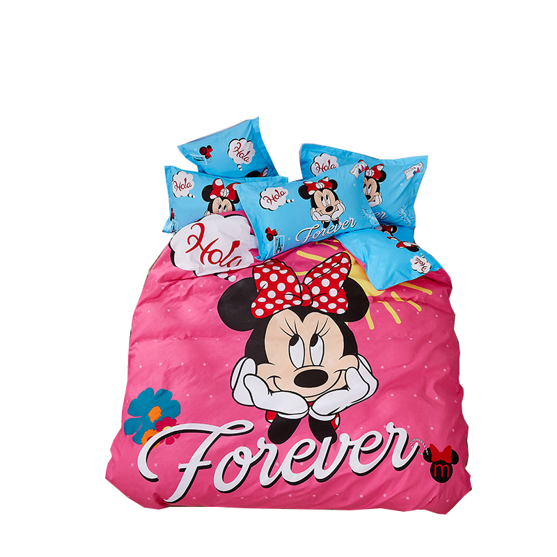 迪士尼.欢乐童年亲肤棉四件套 200&times;230cmDJM01-2023C  玫瑰红色  