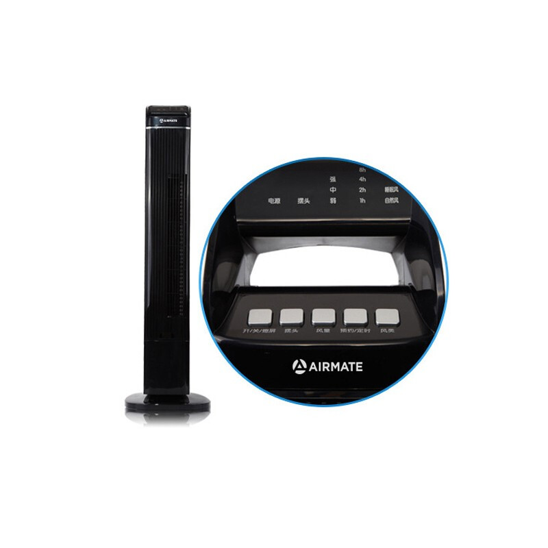 艾美特（AIRMATE）塔扇电风扇无叶电扇低噪立式家用8小时定时大风量办公室卧室节能风扇 遥控款FTL01T2（单位：台)） 黑色