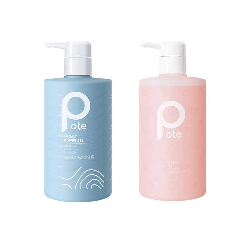 柏缇（POTE）除螨沐浴露套装（海盐净透475ml+元气桃桃475ml） (单位：套） 混色