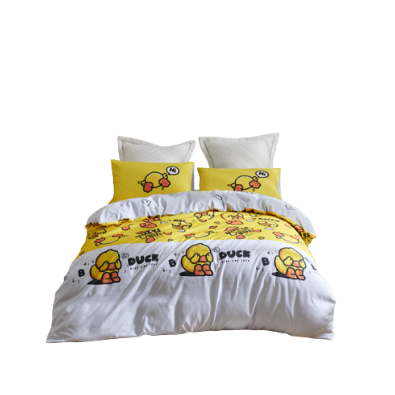 LOVO VSTT581小黄鸭   鸭鸭捉迷藏床品四件套200*230cm（单位：套） 白色