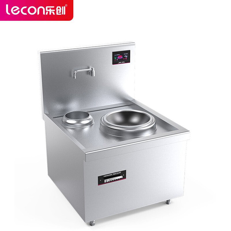 乐创（lecon）商用电磁单头单尾小炒灶 15KW大功率酒店饭堂企业电磁灶 380V LC-J-A15X  银色  