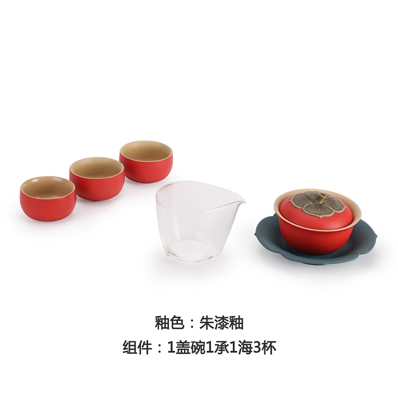 万仟堂（Edenus） 事事如意&bull;盖碗 6件套 事事如意盖碗成套 红色（单位：套）