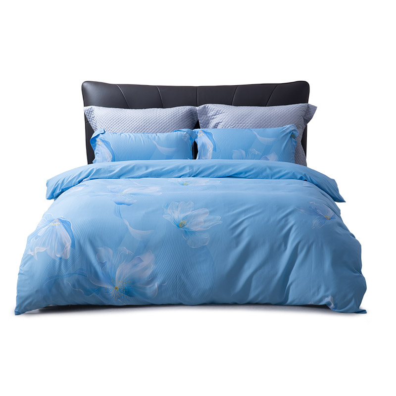 水星家纺全涤抗菌四件套-锦瑟未央200*230cm单位：套 蓝色