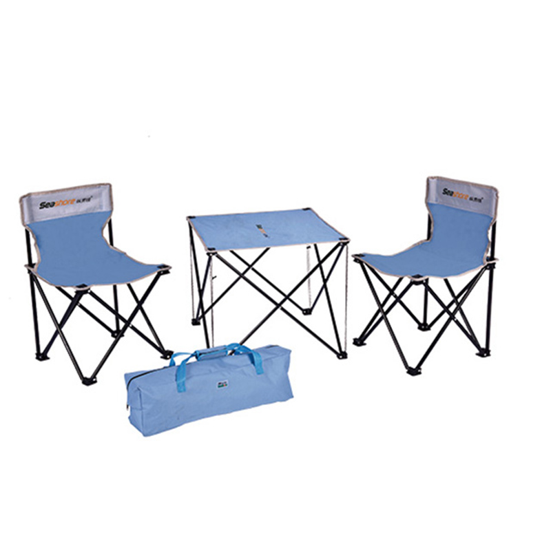 纵贯线户外折叠桌椅套装 组合便携式烧烤露营餐桌自驾游车载野外野营野餐休闲沙 四件套休闲椅 ST-09  深蓝色  