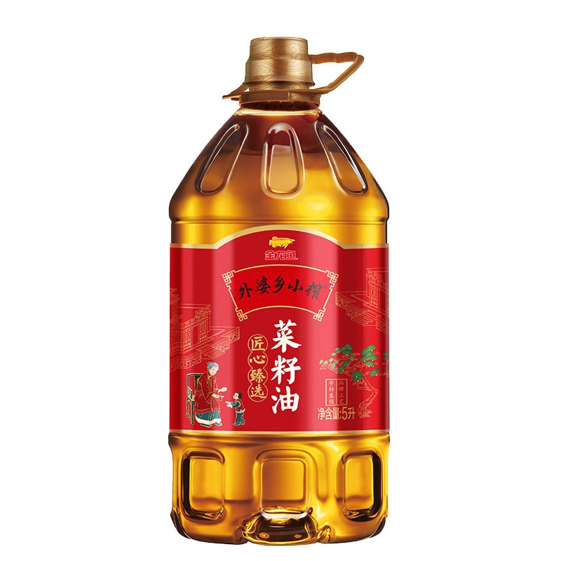 金龙鱼 外婆乡小榨匠心臻选菜籽油5L（单位：桶） 红色