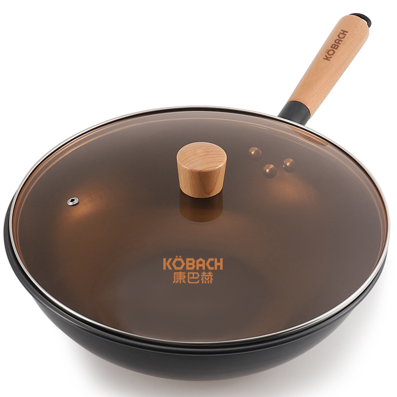 康巴赫 炒锅 无涂层铁锅30CM平底炒菜锅电磁炉燃气灶通用 CZH30A1  不锈钢色  
