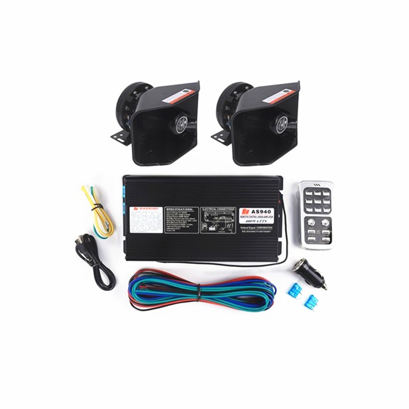 辰锐西 汽车车载改装警报主机无线喊话器遥控400W汽车喇叭扬声器12V 一套  黑色  