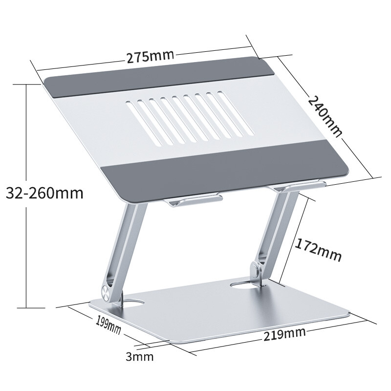 HAILE笔记本电脑支架铝合金双臂无极调节13-17英寸 AC-6S  银色  
