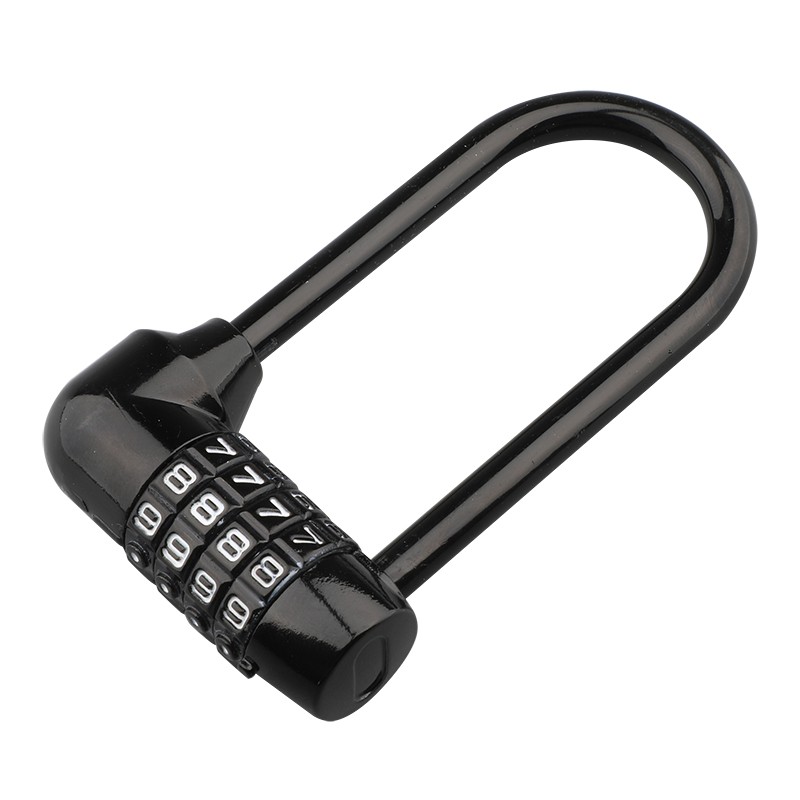 赛拓（SANTO）四码密码锁 加长密码锁 柜子锁头文件箱包U型长梁挂锁 0466  黑色