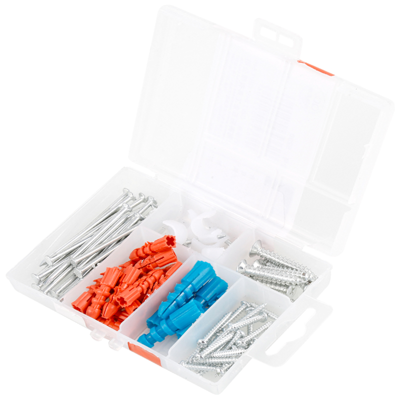 赛拓（SANTO）5290 65件小五金盒 膨胀螺丝钉子线卡  银色  