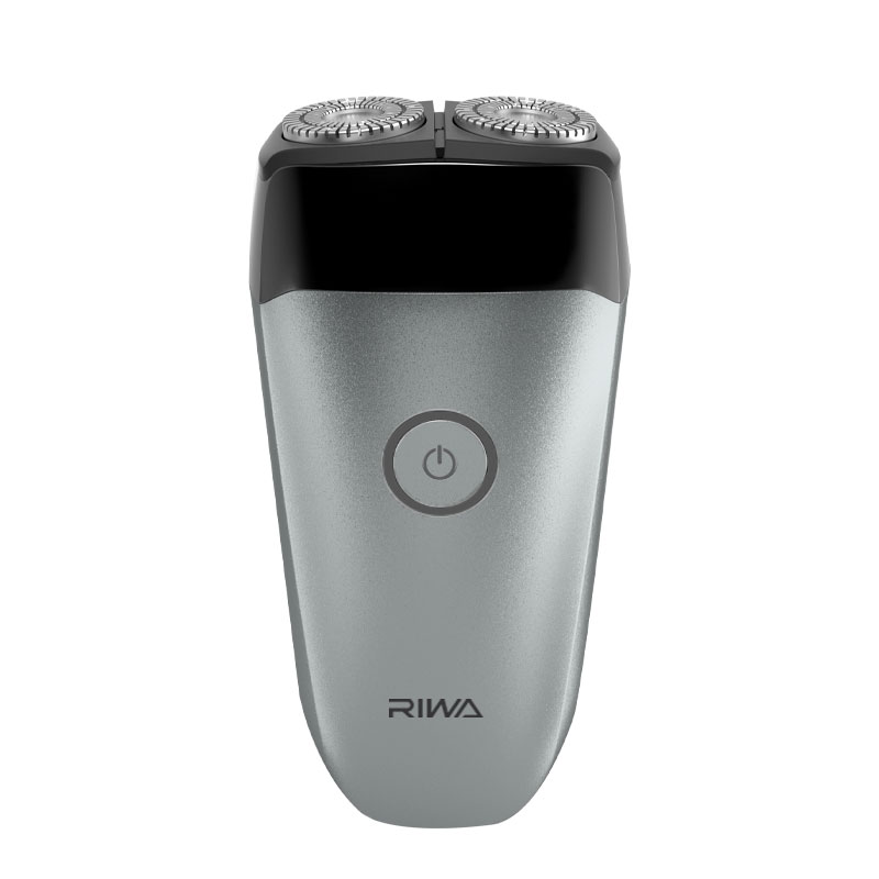雷瓦男士剃须刀电动刮胡刀充电式旋转式双刀头胡须刀  灰色  