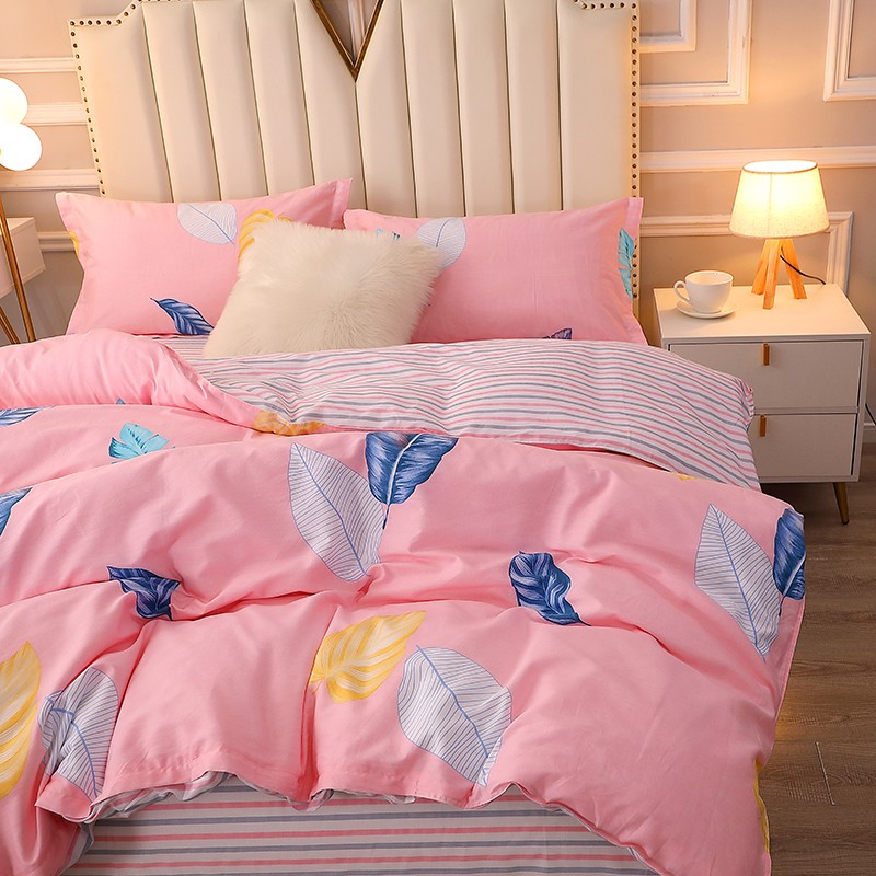 啄木鸟PLOVER家纺纯棉叶羽相思纯棉四件套+ZMN-CM-12  粉色  