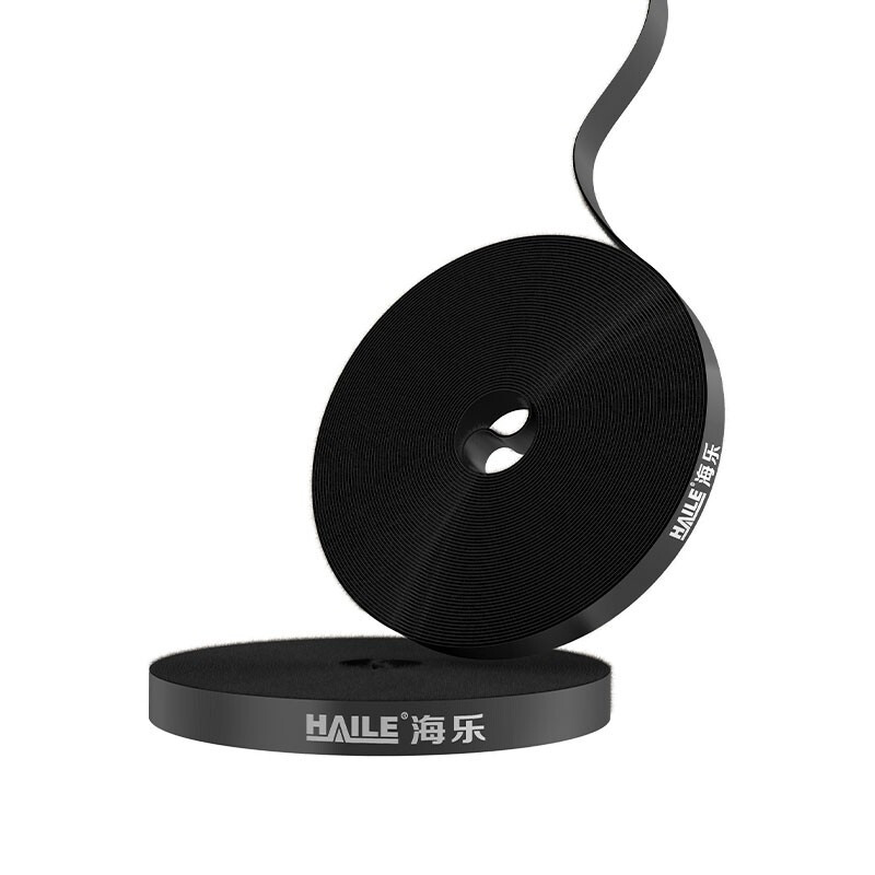 海乐（Haile）魔术贴扎带布扎带1.2cm宽背靠背绑带黑色25米ZD-1H-25M  黑色  