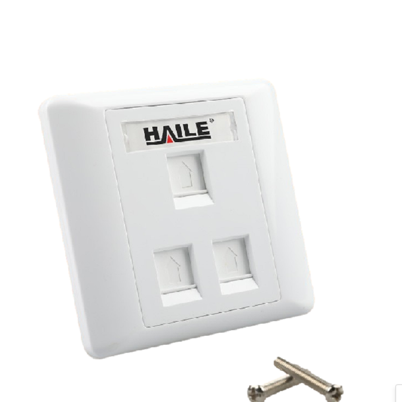 海乐（Haile）86型三口网络信息面板/网线插座/电脑插座/网络信息插座 白色HT-8603 十个装  白色  