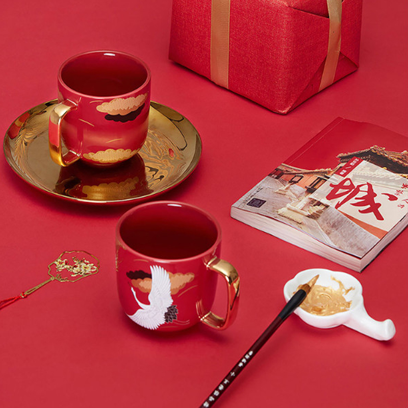 共禾京品国风马克杯（礼盒款）350ml  红色  