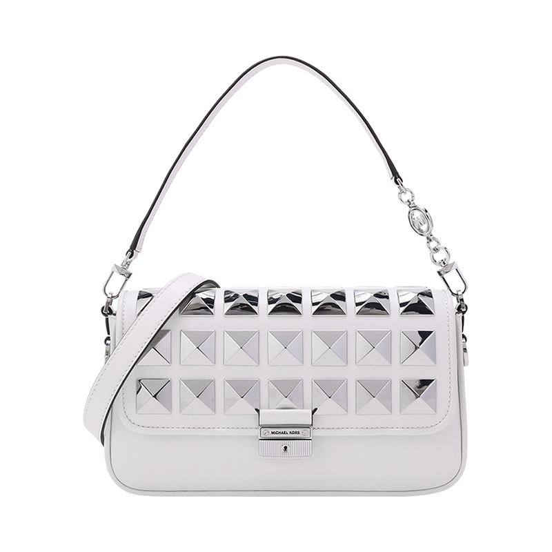 Michael Kors 迈克&middot;科尔斯女士BRADSHAW系列皮革铆钉装饰手提单肩斜挎包Z11100606102  光学白色  