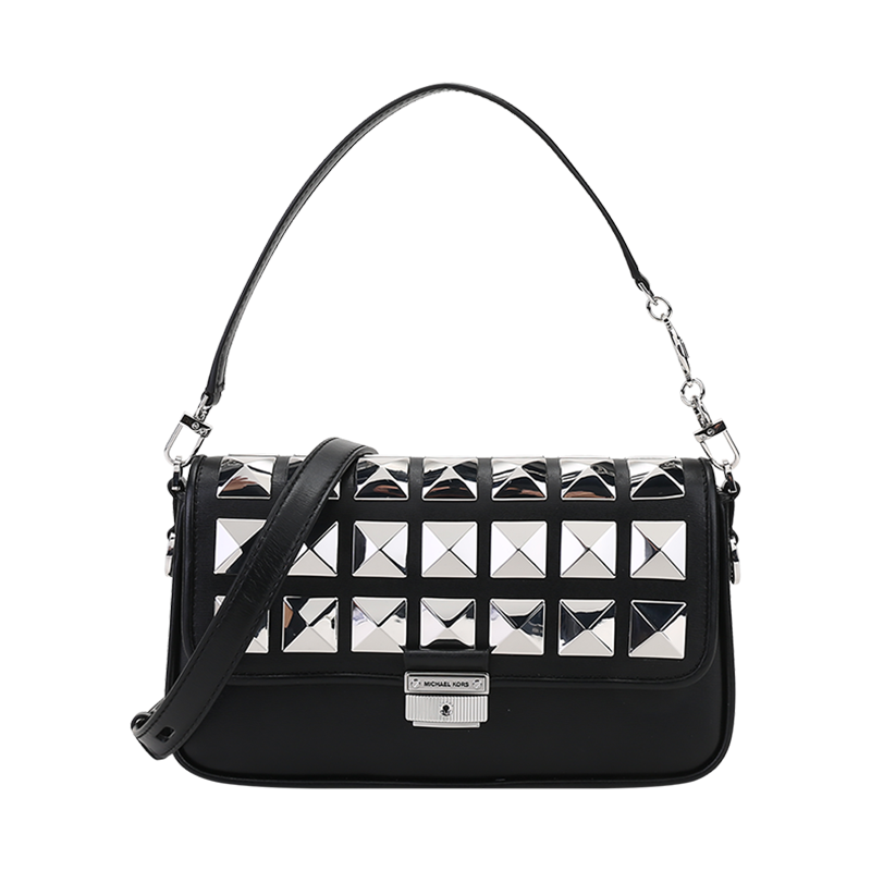 Michael Kors 迈克&middot;科尔斯女士BRADSHAW系列皮革铆钉装饰手提单肩斜挎包Z11100610407  黑色  