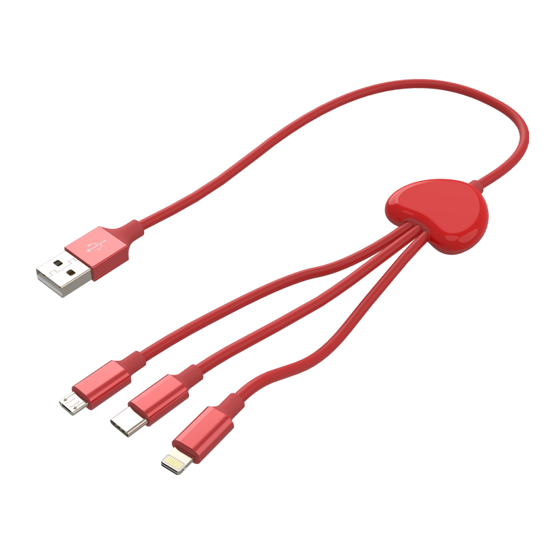 loomoo乐默心形一拖三充电线LCB-196 红色