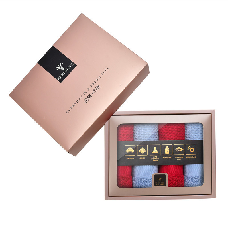 爱逸心选/毛巾系列-4 四条毛巾礼盒装 莓果色