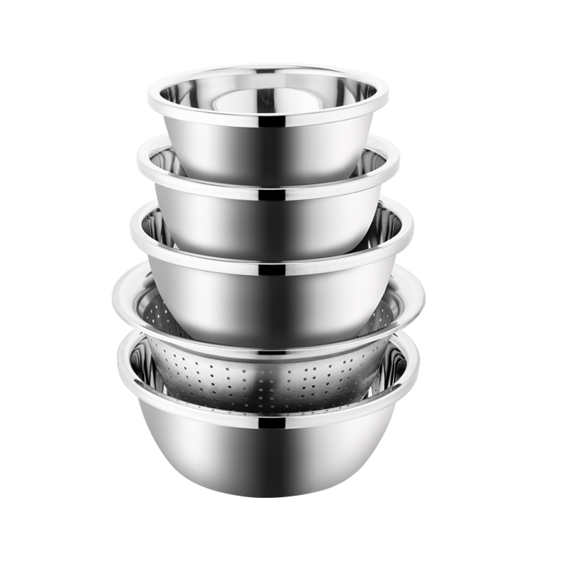 易铂 纳米铂五件套盆 20+22+24+26cm+26cm米筛 YP-8052 不锈钢色