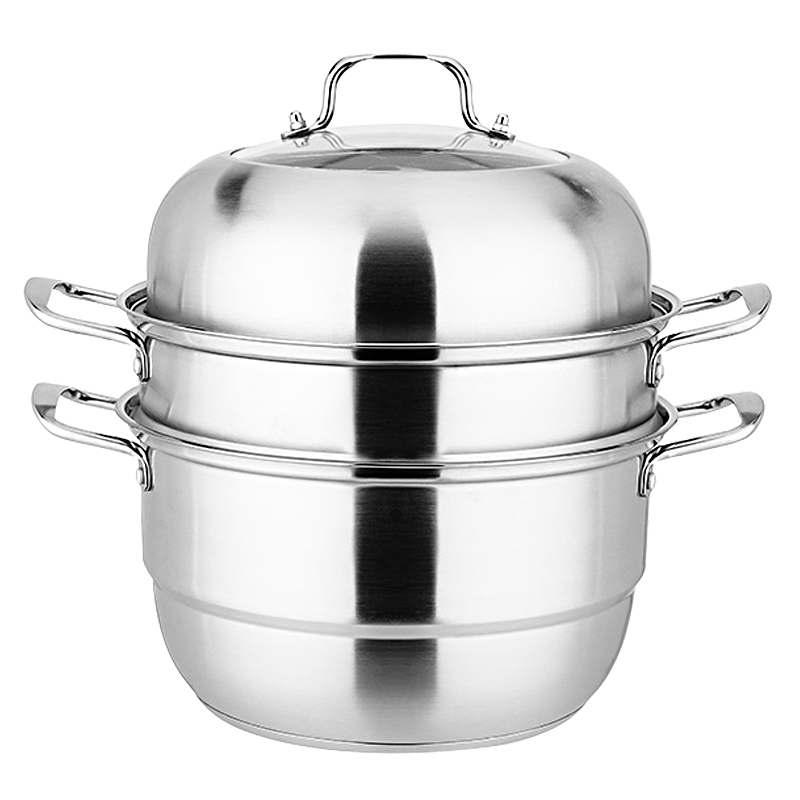 易铂 金钢三层蒸锅 30cm YP-8029（单位：套） 不锈钢色