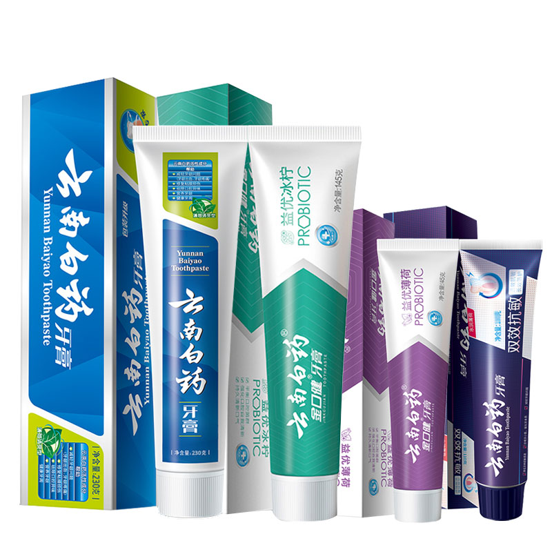 云南白药（YUNNANBAIYAO） 益生菌护龈养护口腔 4只装牙膏 465g组合 混色（单位：套）