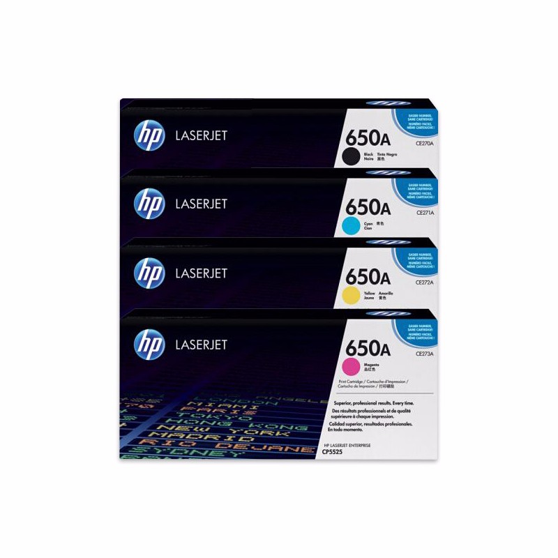 惠普（HP）（硒鼓/4支装/四色(黑色+蓝色+品红色+黄色） 硒鼓/墨粉 （适用于CP5520;M750）CE270A-CE273A 650A  黑色  