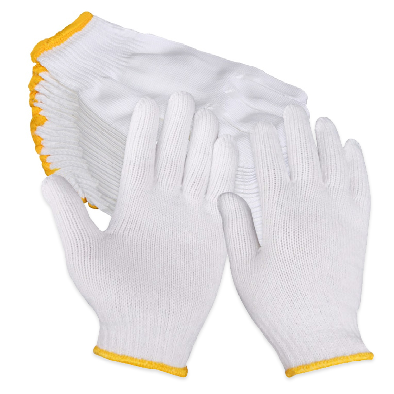 百舸 棉线手套 加厚耐磨 劳保手套 细纱加密棉纱 批发 工作工地车间劳防 常规耐磨120付装  白色  