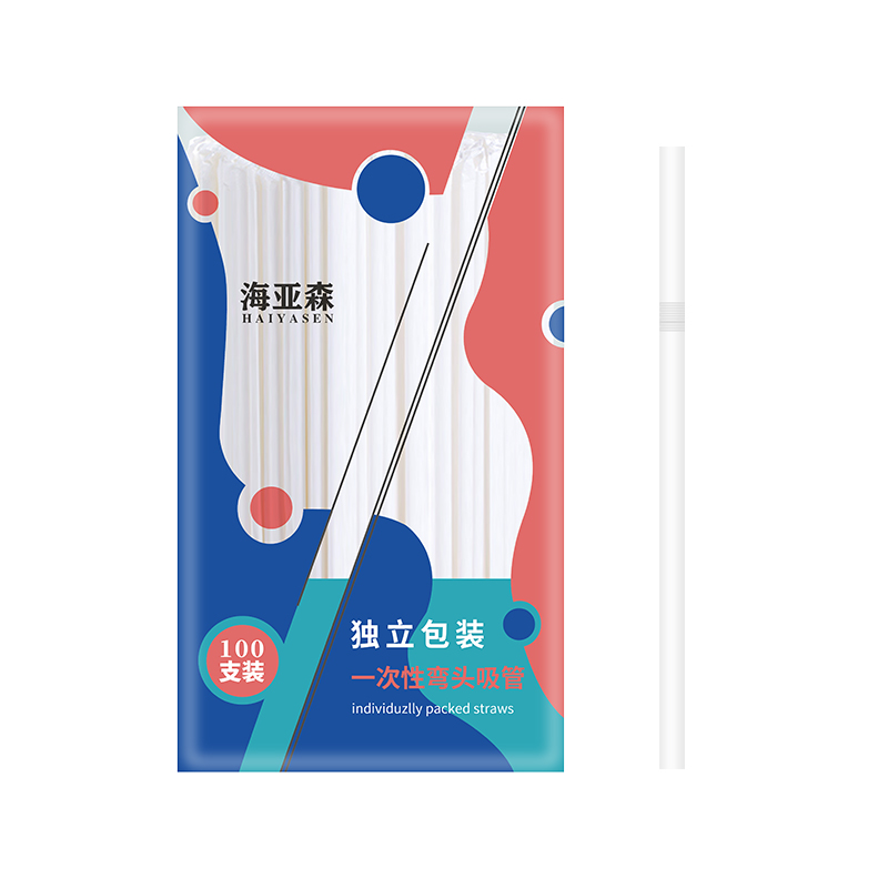 海亚森（HAIYASEN）TK-3005弯头吸管 210*6mm100只/包  (单位：包) 透明色