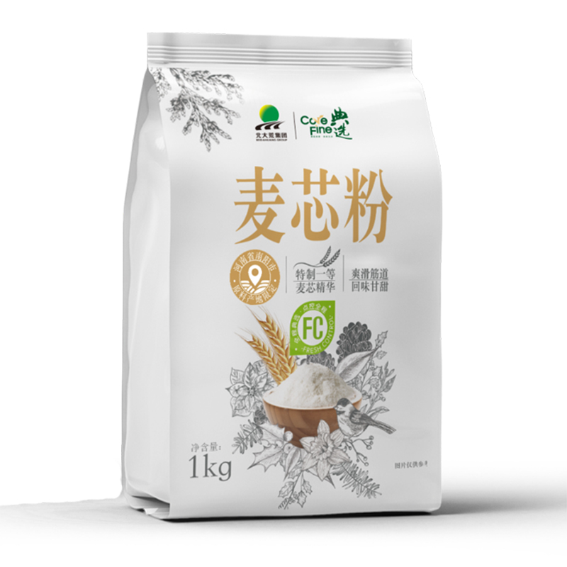 北大荒典选麦芯粉1kg*2袋  白色  