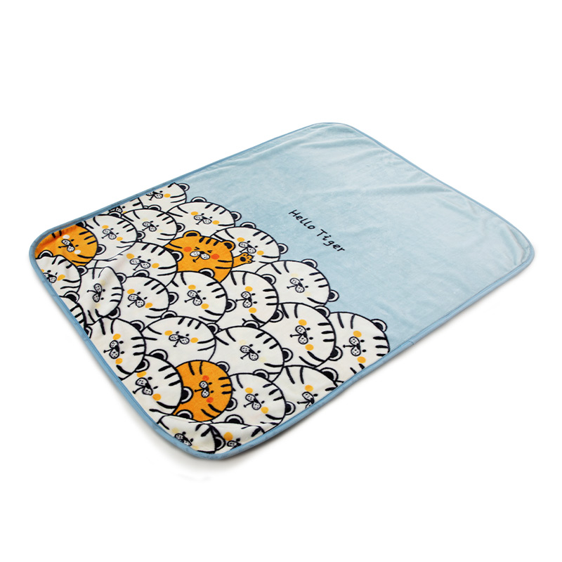 水星家纺 萌萌虎法兰绒毯 122982  深蓝色  