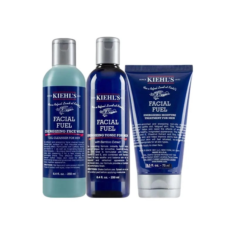 科颜氏Kiehl's 男士活力保湿三件套（洁面250ml+水250ml+乳液75ml）  礼盒  