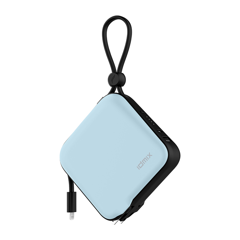 IDMIX 苹果充电宝自带线插头PD20W快充1万毫安时适用于11/12/13/Pro/Max/手机 宝石蓝