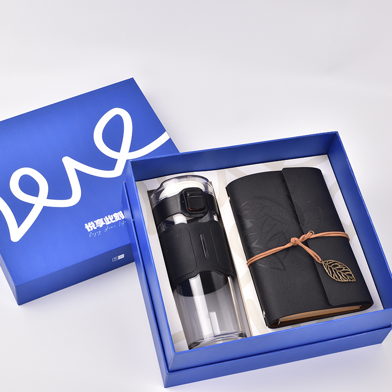 勿一悦享此刻 高档套装 英伦玻璃水杯+笔记本（单位：套）  黑色  