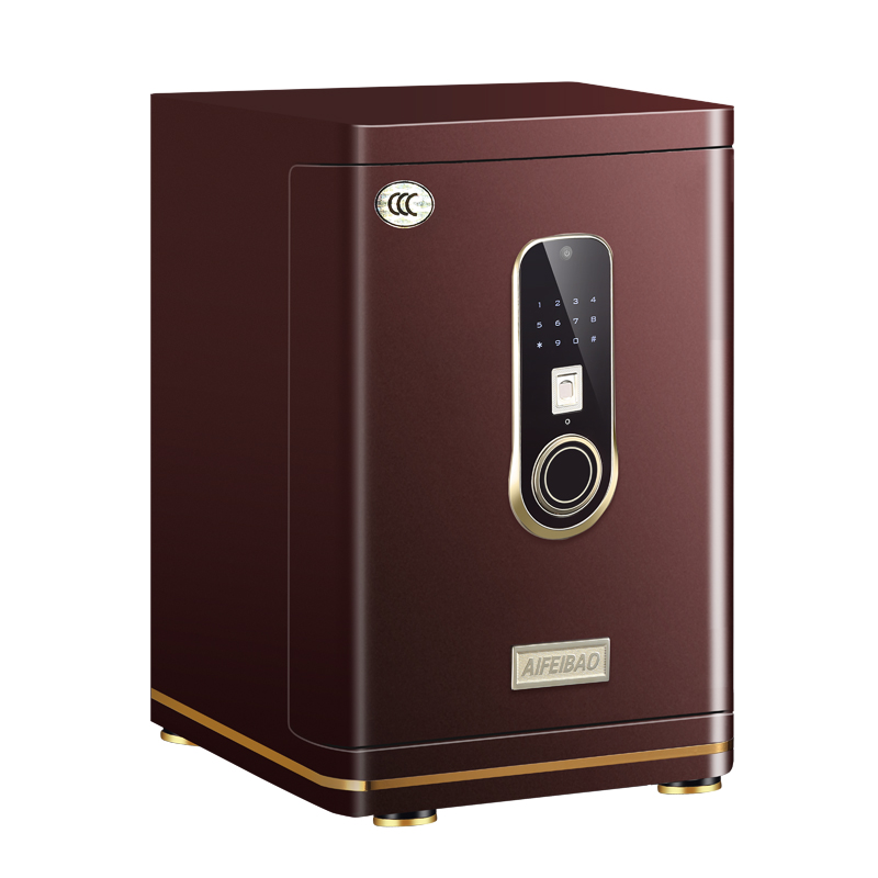 艾斐堡保险柜天朗指纹+触摸+WIFI报警APP防盗3C家用办公保险箱 高70cm 指纹触屏 保险柜 紫檀红  红色  