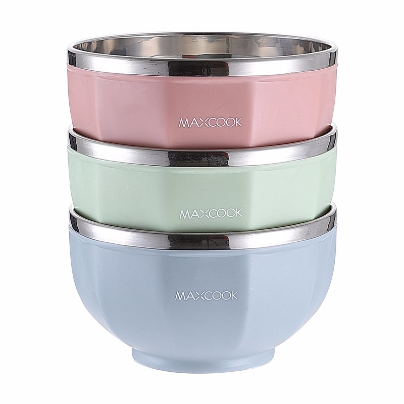 美厨304不锈钢炫彩碗三件套12CM MCWA853（单位：套） 炫彩三色