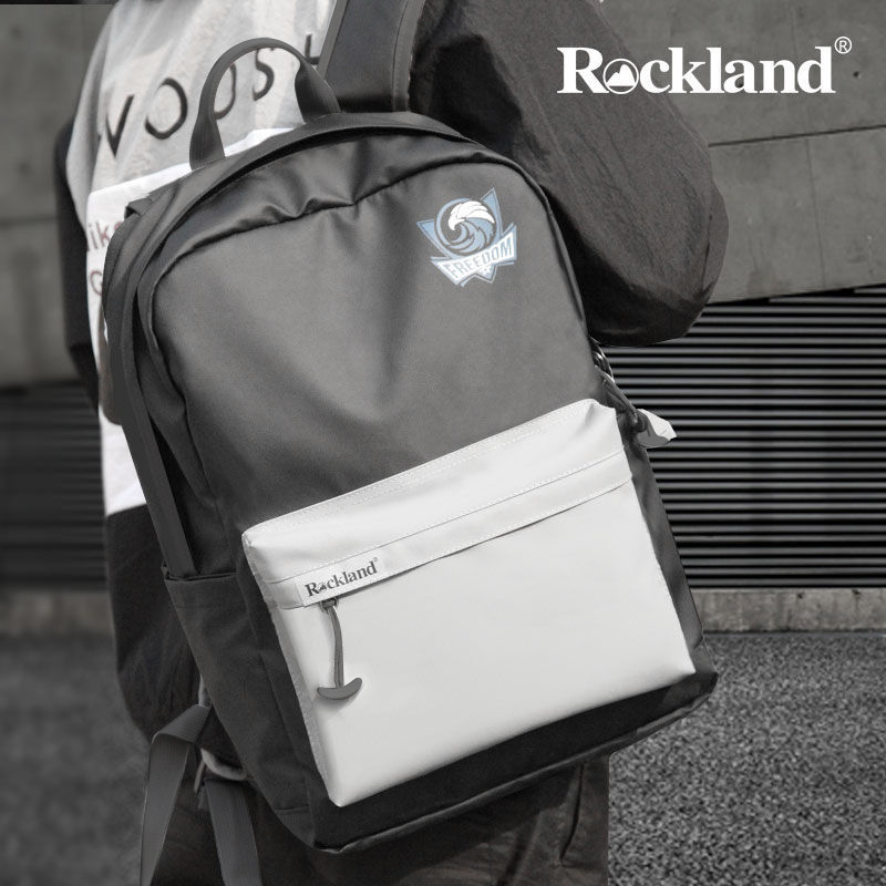 美国Rockland洛克兰双肩包男女旅行出差休闲防盗背包  黑灰色  