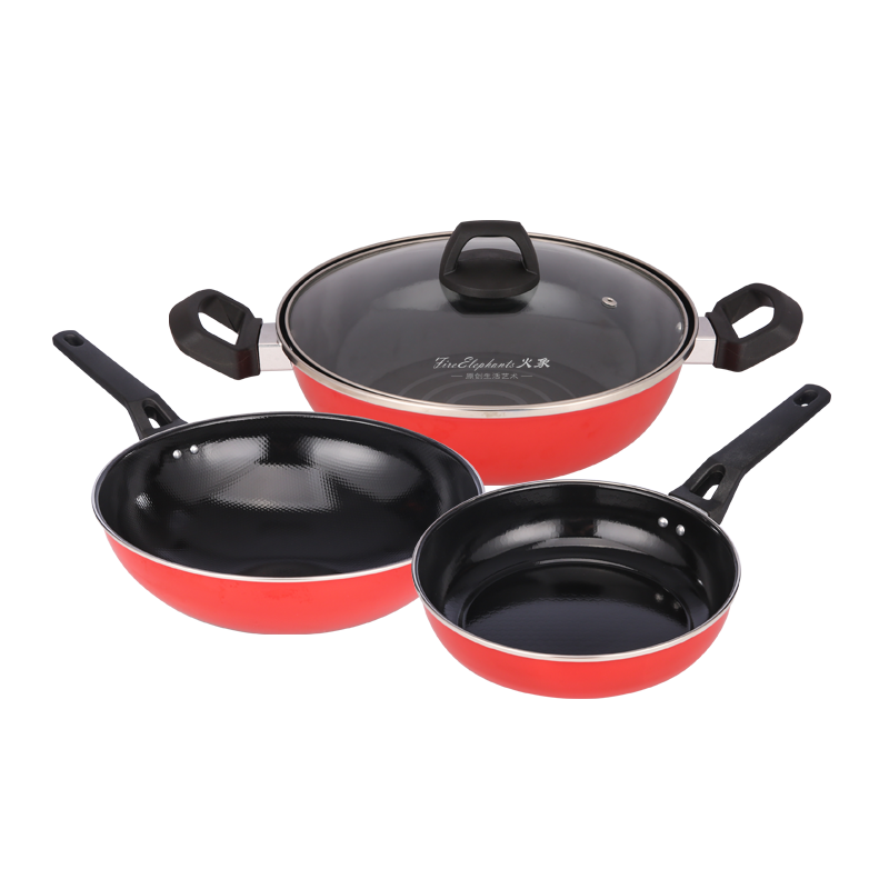 火象好日子珐琅三件套锅具HXG-TG222  红色  