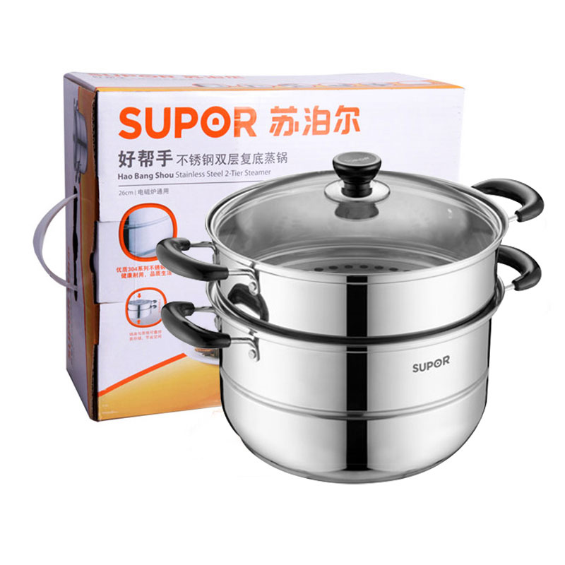 苏泊尔（SUPOR）28cm蒸锅&middot;304不锈钢好帮手不锈钢双层复底蒸锅/SZ28B5（个） 不锈钢色