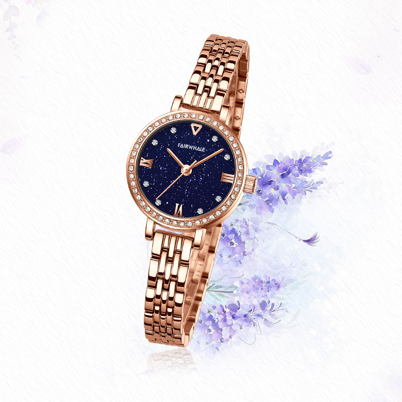 马克华菲(FAIRWHALE)手表女 满天星手表女士送礼潮流气质防水潮流腕表FW-3250  玫金星空面  