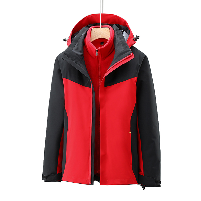 Tri-polar 户外冲锋衣三合一两件套男女情侣款可拆卸登山服 TP8435（单位：件）  大红色  S