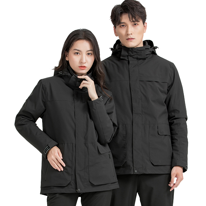 Tri-polar 秋冬三合一羽绒冲锋衣男聚热保暖防水两件套户外服TP8423（单位：件）  黑色  S