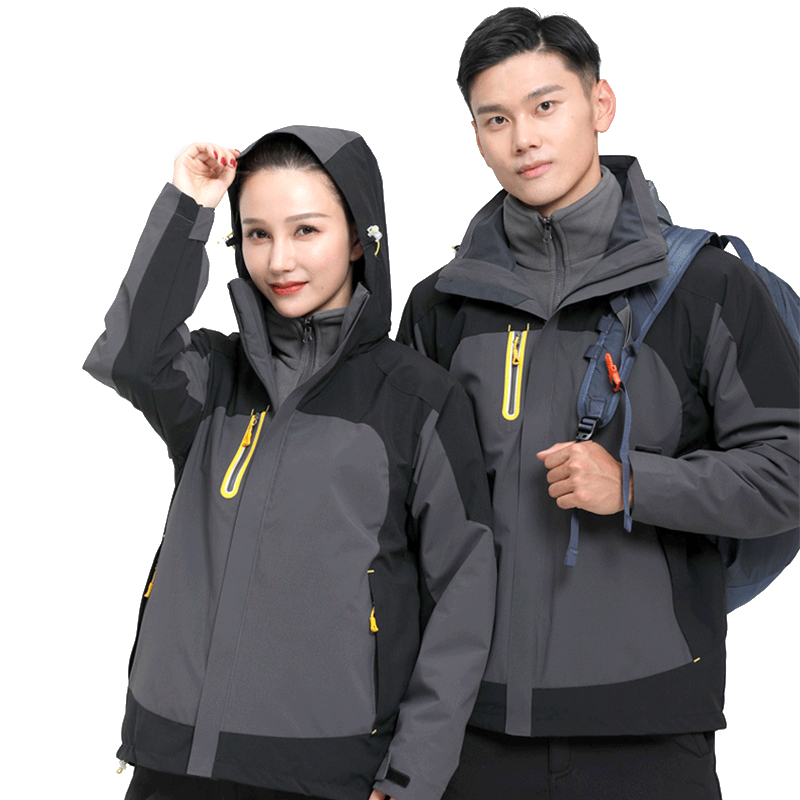 Tri-polar 冲锋衣男女三合一可拆卸两件套加厚防风加绒秋冬外套TP8412（单位：件）  灰色  S