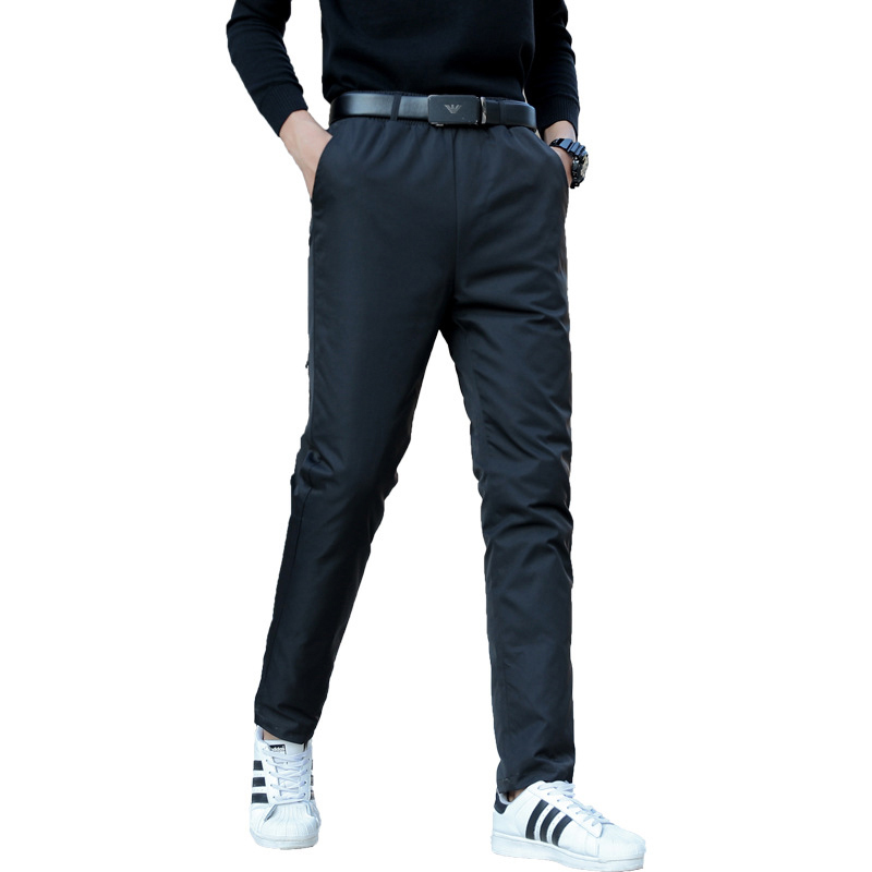 Tri-polar 羽绒裤男外穿中老年商务休闲白鸭绒加厚直筒运动羽绒棉裤TP5412（单位：条）  黑色  S