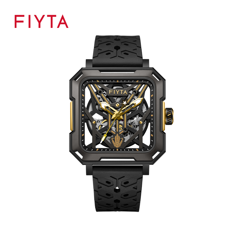 【飞亚达丨三体联名】"太空舰队"主题款星际系列男士机械表多边形潮酷镂空高级运动手表男表国表 GA35002.BTB  黑色  