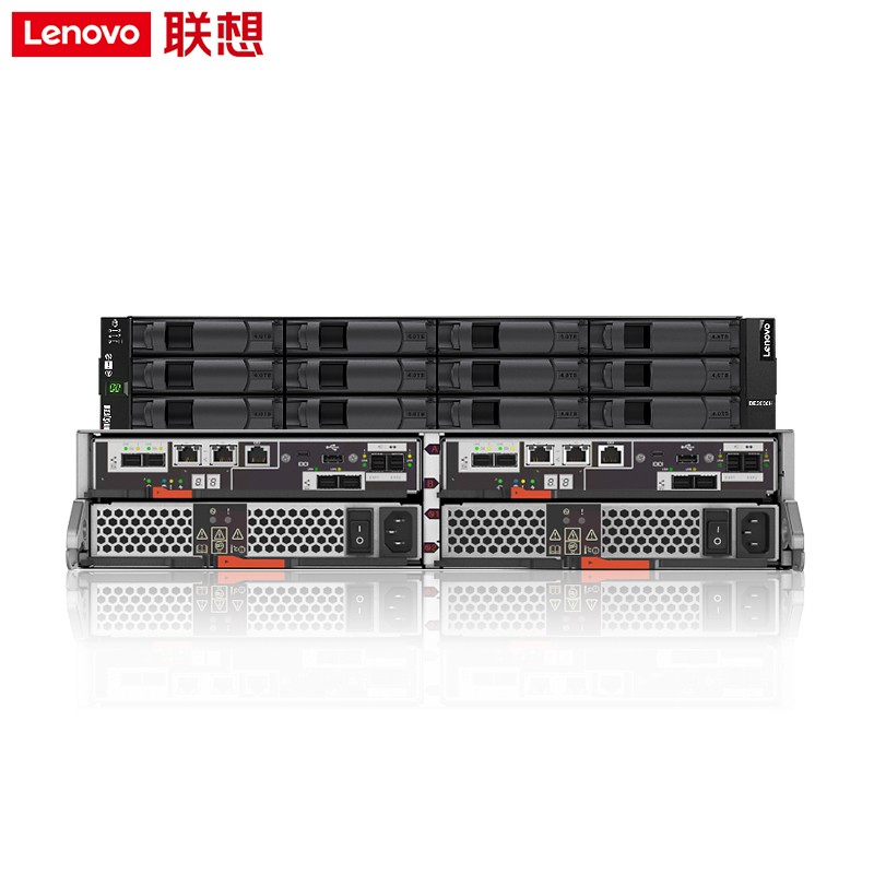 联想ThinkSystem DE2000H云存储NAS网络虚拟化深度学习数据中心服务器 磁盘阵列柜 小盘/4*16GB FC/8*1.2TB  黑色  