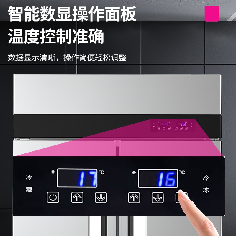 乐创(lecon)商用四门冰柜 立式厨房保鲜柜节能压缩机 工程标准款全冷冻 LC-J-SBC01  银色  